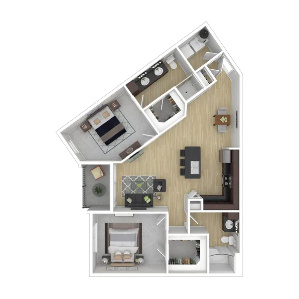 B6 floor plan, 2 bedroom, 1,121 sq ft