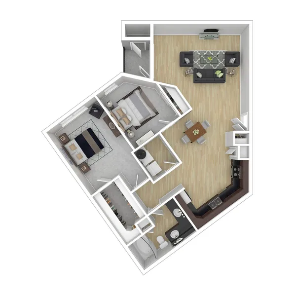B4 floor plan, 2 bedroom, 1,060 sq ft