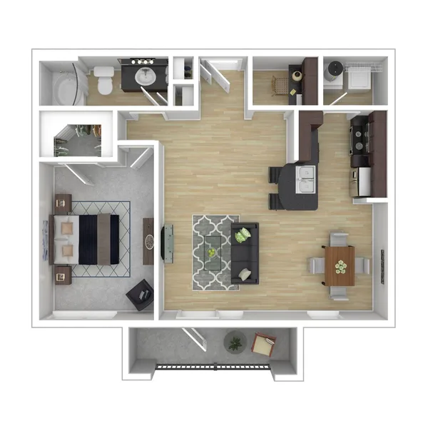 A7 floor plan, 1 bedroom, 1,006 sq ft
