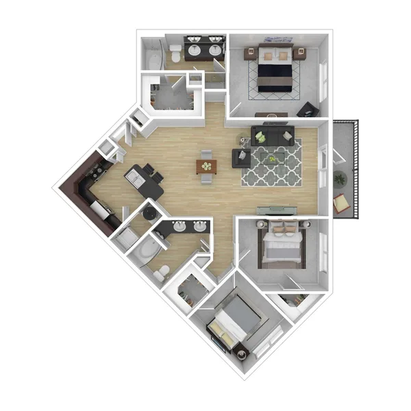 C2 floor plan, 3 bedroom, 1,530 sq ft