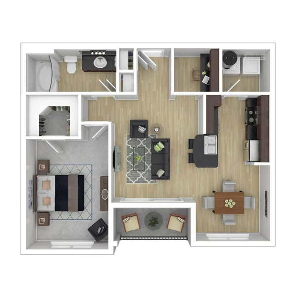 A5 floor plan, 1 bedroom, 814 sq ft