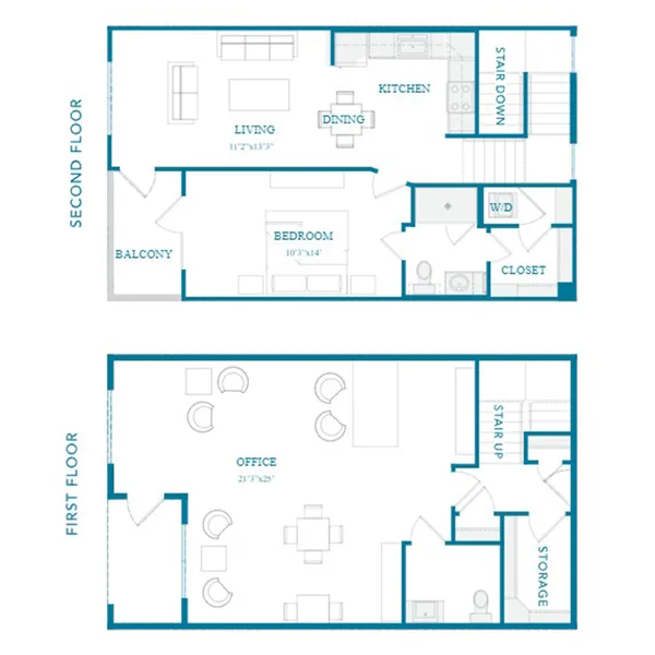 LW2 floor plan, 1 bedroom