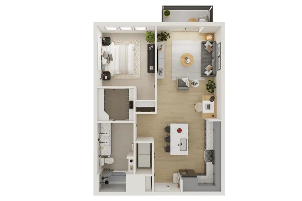 A5 floor plan, 1 bedroom, 768 sq ft