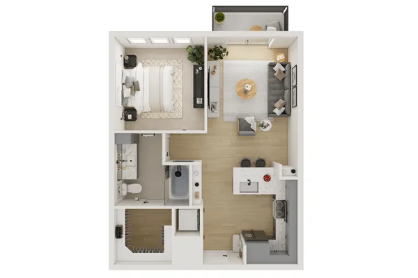 A1L-W floor plan, 1 bedroom, 656 sq ft