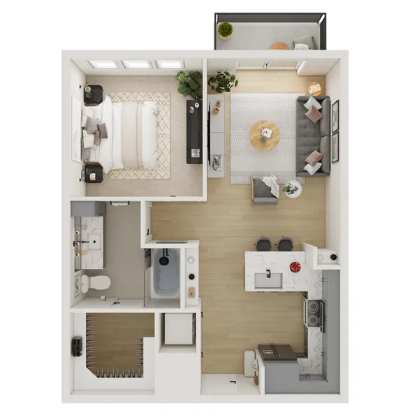 A1 floor plan, 1 bedroom, 656 sq ft