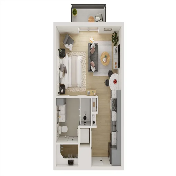 S1 floor plan, studio, 468 sq ft