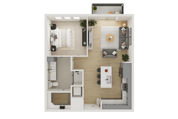 A3 floor plan, 1 bedroom, 741 sq ft
