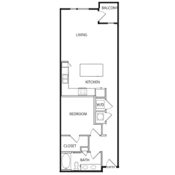 A9 floor plan, 1 bedroom, 875 sq ft