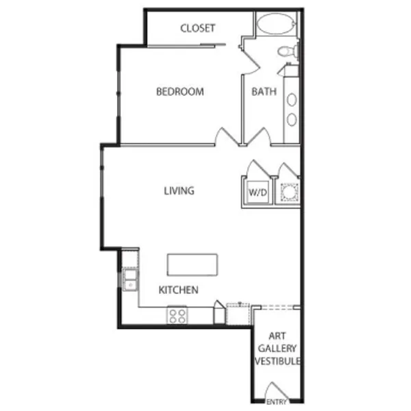 A6 floor plan, 1 bedroom, 966 sq ft