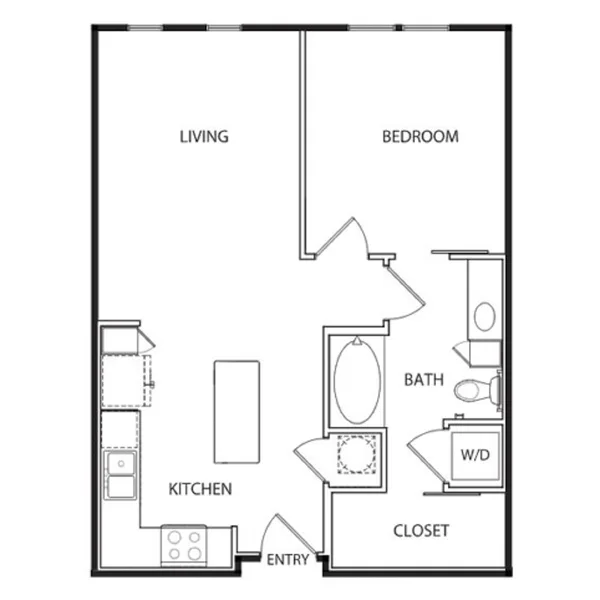 A3 floor plan, 1 bedroom, 692 sq ft