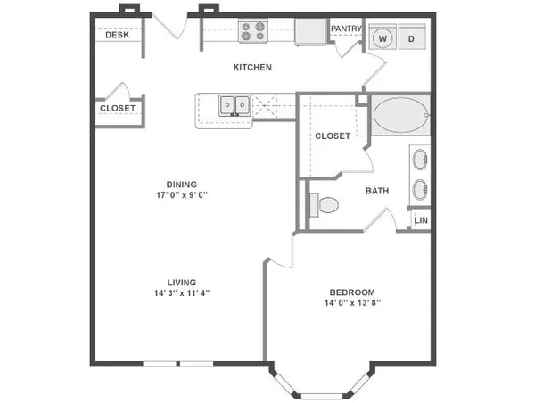 16-A8 floor plan, 1 bedroom, 896 sq ft