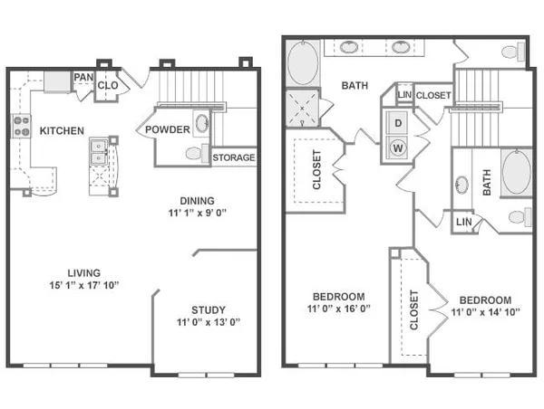 16-B6C floor plan, 2 bedroom, 1,777 sq ft