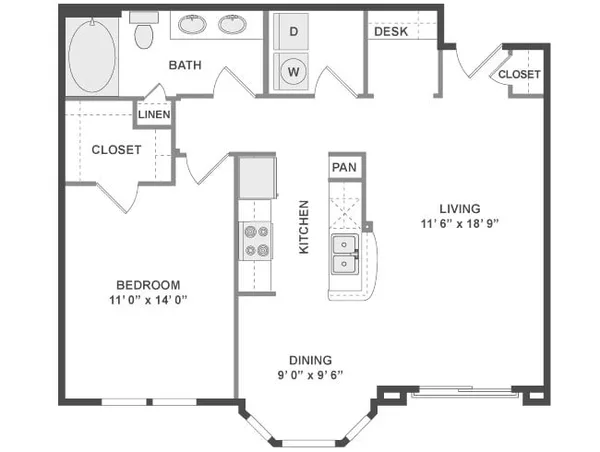 16-A6C floor plan, 1 bedroom