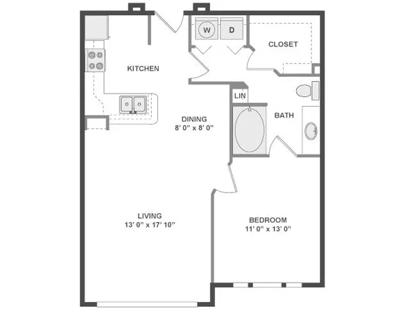 16-A2 floor plan, 1 bedroom, 740 sq ft
