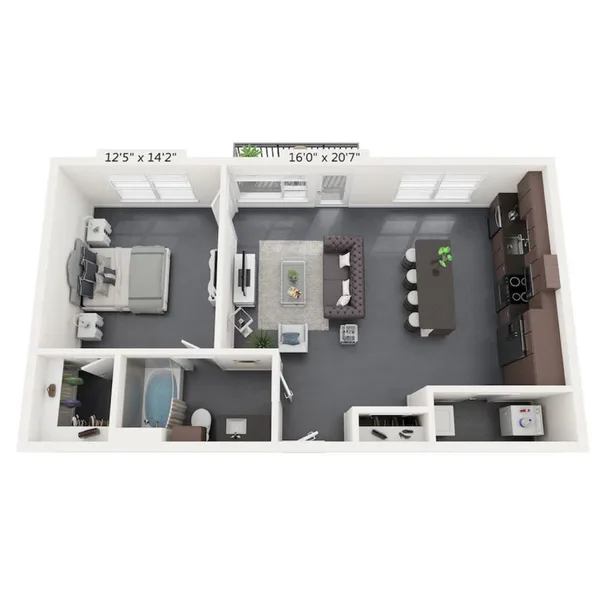L1 floor plan, 1 bedroom