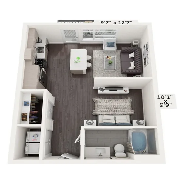 E1 floor plan, studio