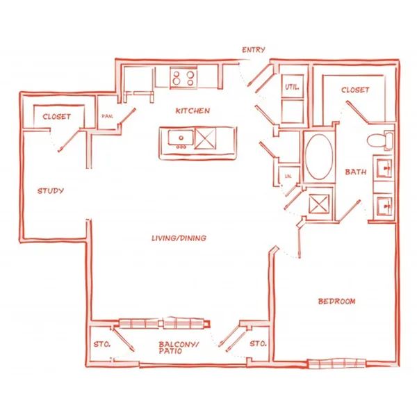 A10 - Phase II floor plan, 1 bedroom