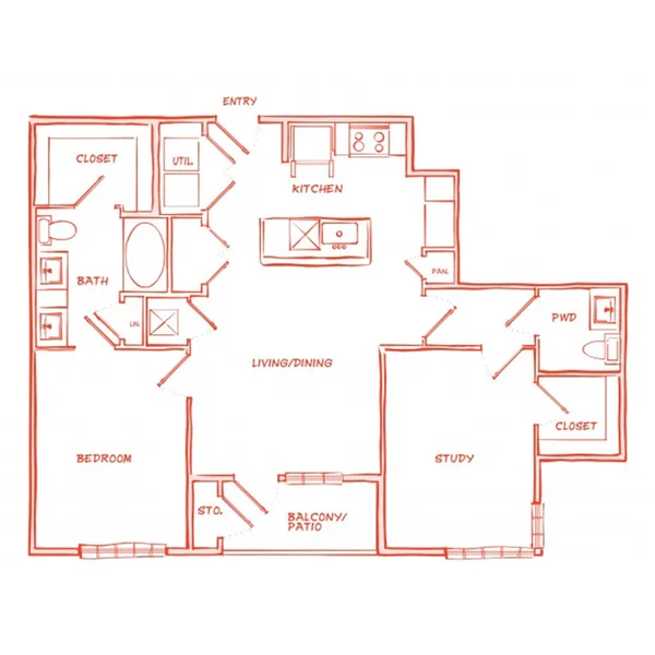 A9 - Phase II floor plan, 1 bedroom