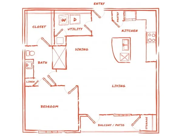 A8 floor plan, 1 bedroom