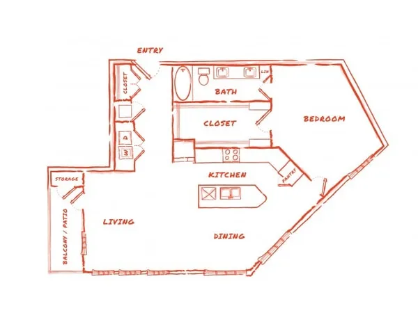 A5 floor plan, 1 bedroom