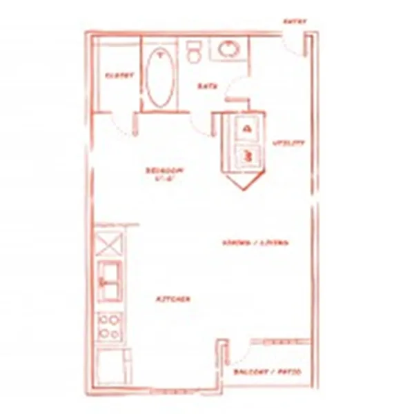 A1 - Phase II floor plan, 1 bedroom