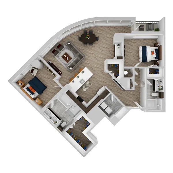 S floor plan, 2 bedroom, 1,547 sq ft