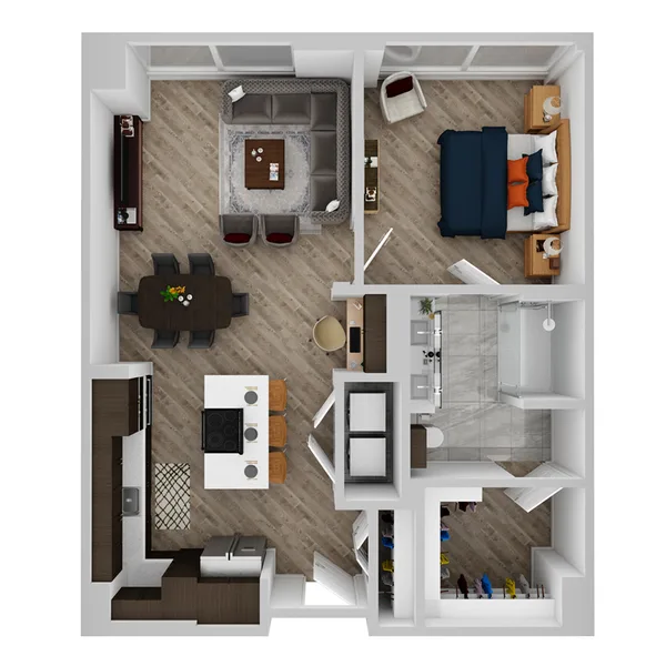 H1 floor plan, 1 bedroom
