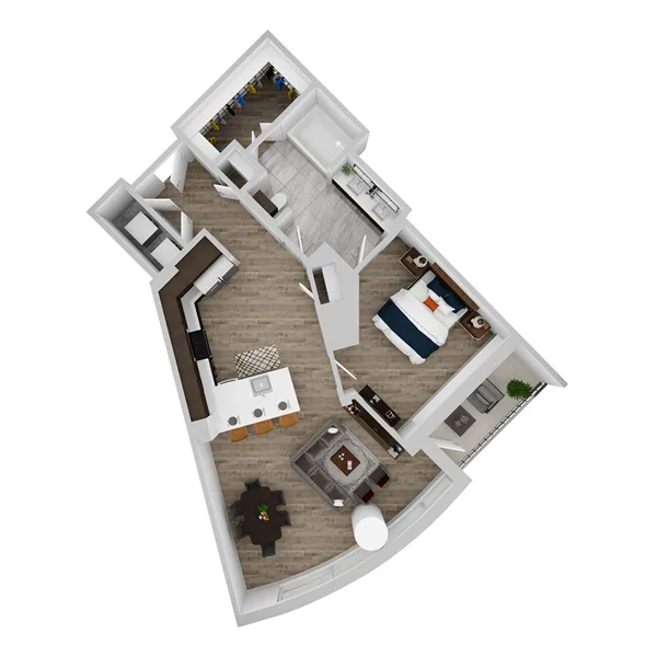 I floor plan, 1 bedroom