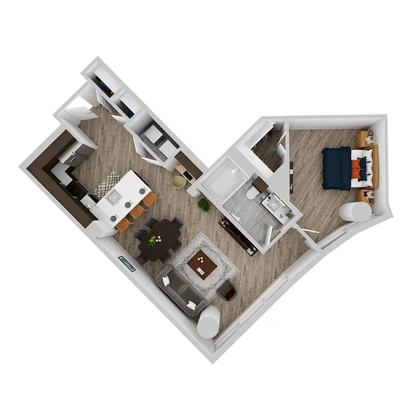G floor plan, 1 bedroom, 778 sq ft