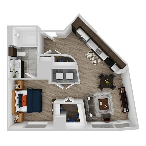 A floor plan, studio