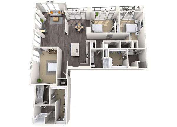 Luxury 3x2 2224 SF floor plan, 3 bedroom