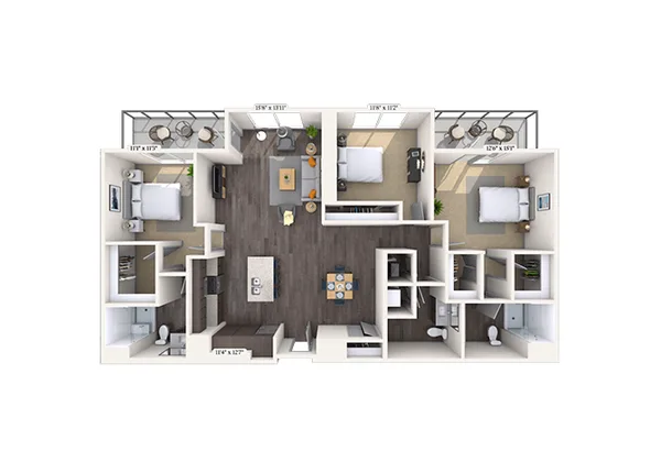 Traditional 3x2 1669 SF floor plan, 3 bedroom