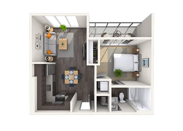 Studio 0x1 543 SF floor plan, studio, 543 sq ft