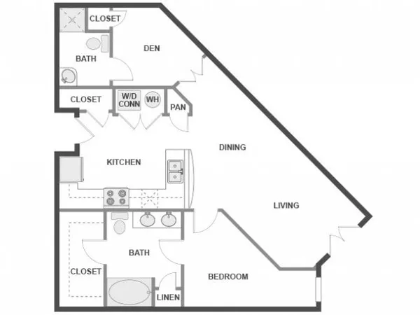 A4D floor plan, 1 bedroom, 890 sq ft