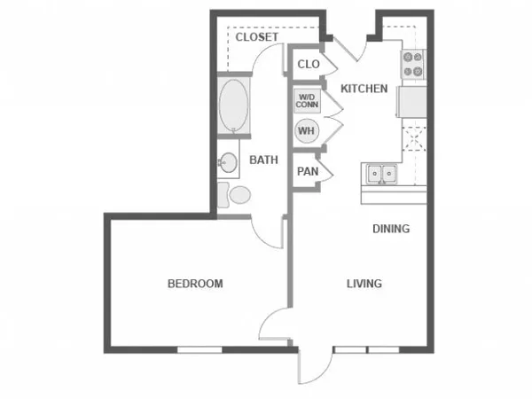 A2a floor plan, 1 bedroom