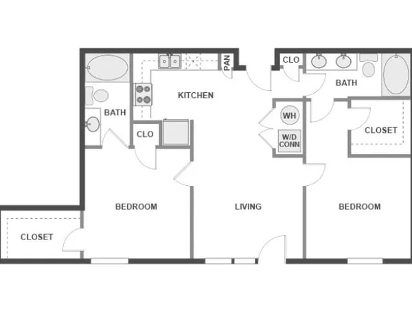C3a floor plan, 2 bedroom, 972 sq ft