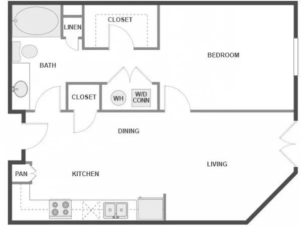 A3a floor plan, 1 bedroom, 705 sq ft