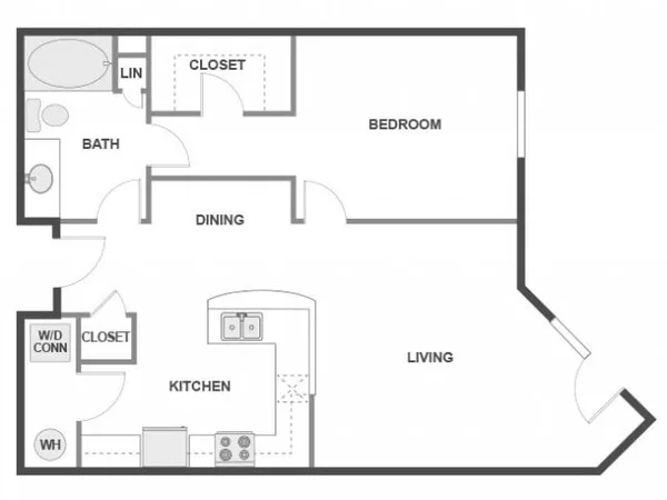 A4b floor plan, 1 bedroom, 831 sq ft