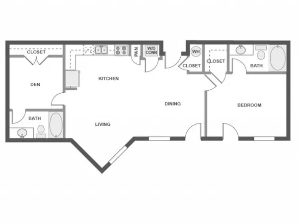 A5a floor plan, 1 bedroom, 953 sq ft