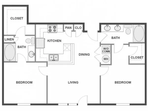 C4 floor plan, 2 bedroom, 1,044 sq ft