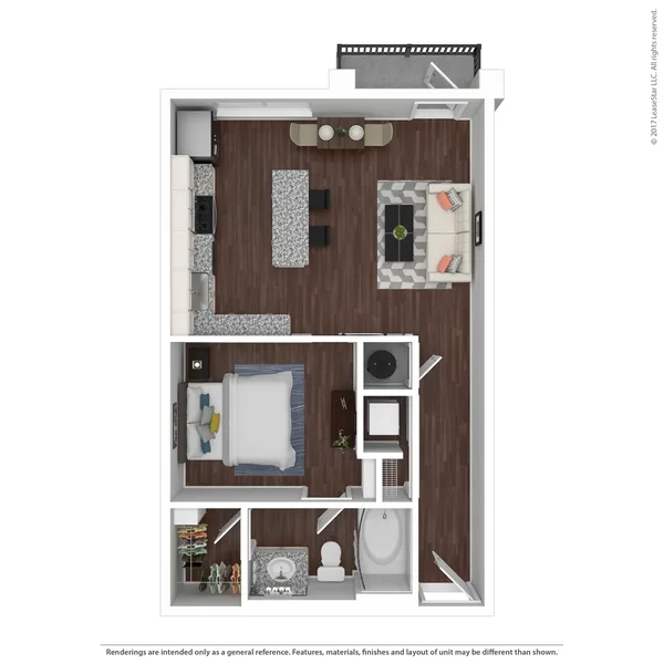 Bristol (A1) floor plan, 1 bedroom, 620 sq ft