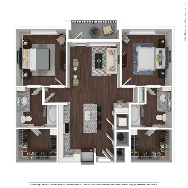 Emory (B1) floor plan, 2 bedroom, 1,081 sq ft
