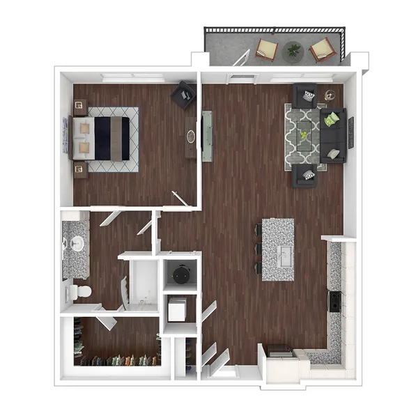Buckhead (A5) floor plan, 1 bedroom, 812 sq ft