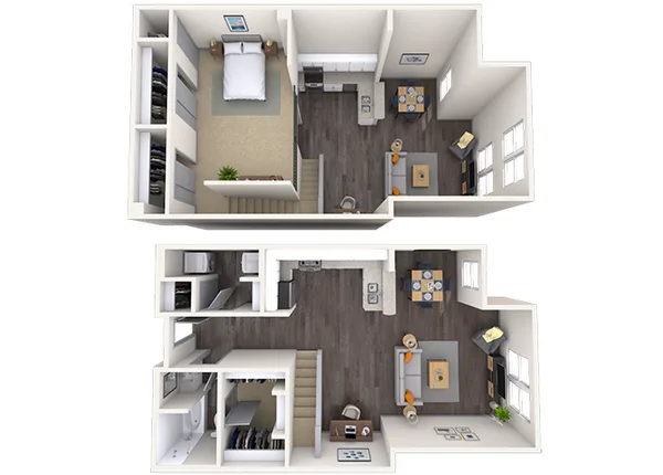 Loft 0x1 1063-1146 SF floor plan, studio