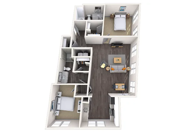 Loft 2x2 1032 SF floor plan, 2 bedroom, 1,032 sq ft