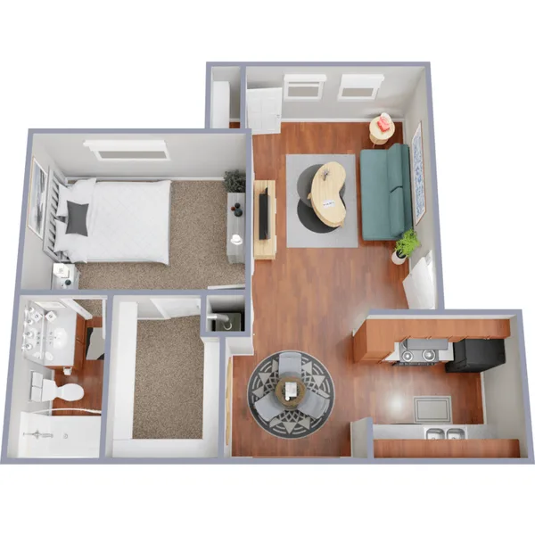 A2 floor plan, 1 bedroom, 623 sq ft