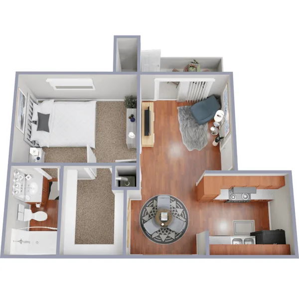A1 floor plan, 1 bedroom, 563 sq ft