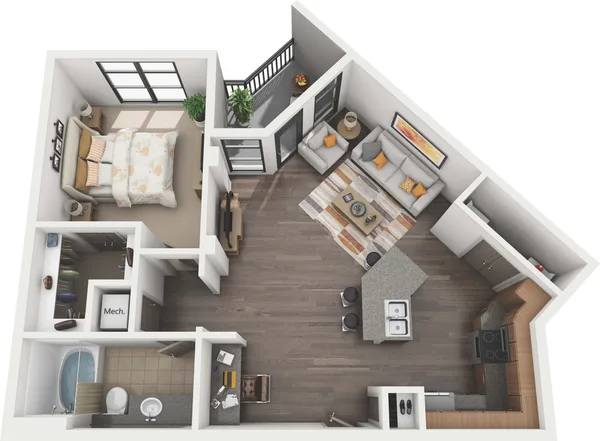 A3 - Duluth floor plan, 1 bedroom, 769 sq ft
