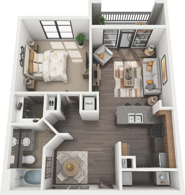 A5 - Hudson floor plan, 1 bedroom, 810 sq ft