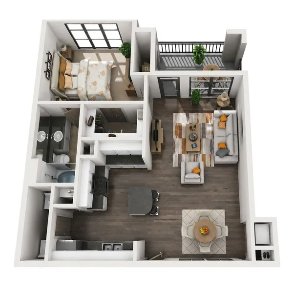 A2 - Butte floor plan, 1 bedroom, 730 sq ft
